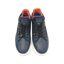 Mens Casual All-Match Leather Mesh Shoes-Navy Blue